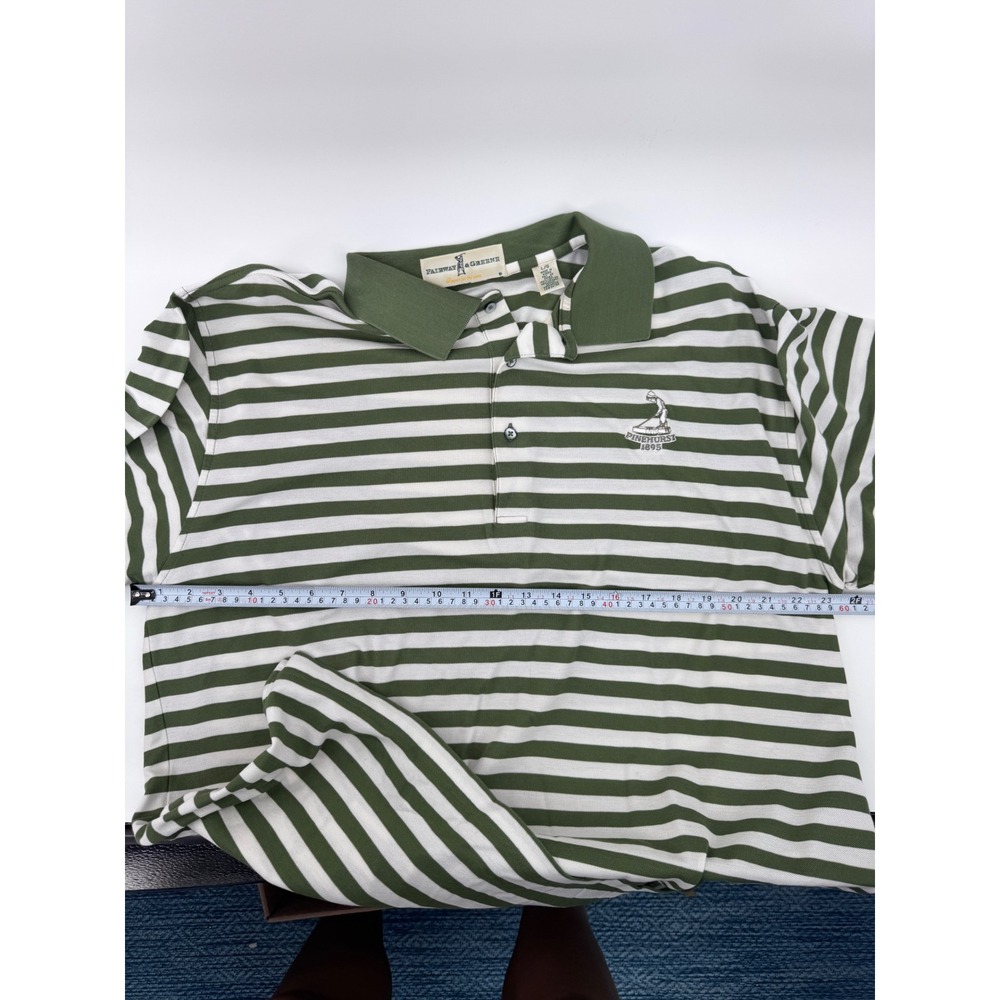 Fairway Greene Pinehurst 1895 Polo Shirt Mens Large Green Striped Golf - Picture 8 of 10